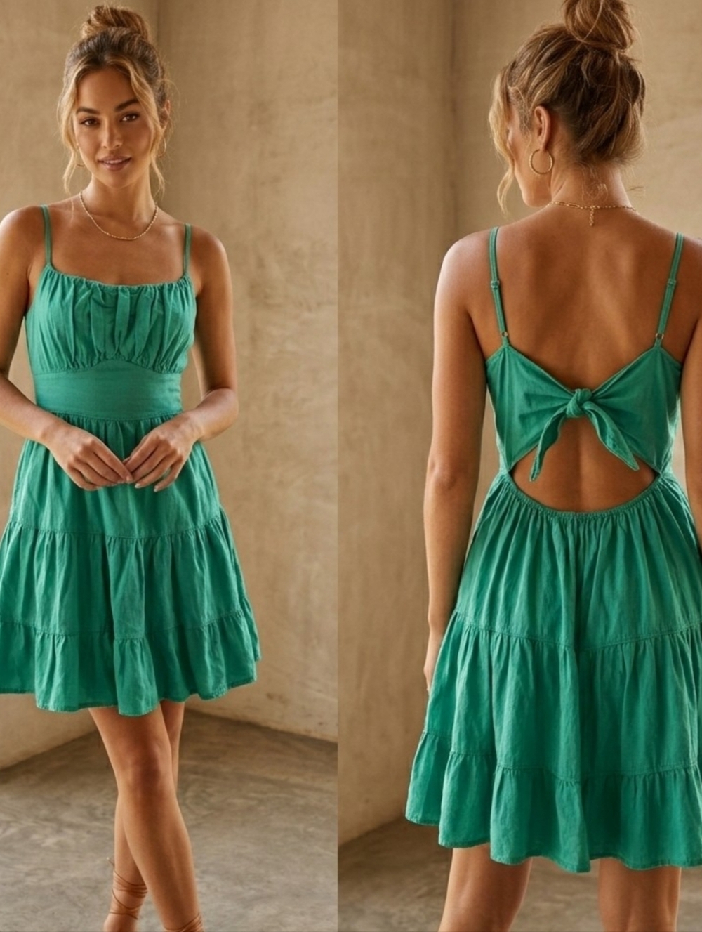 Blanco By Nature Kaia Tie Back Dress Green Size XL